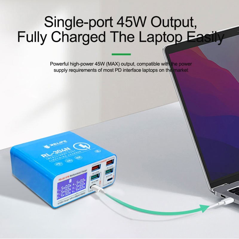 Relife RL-304N 100W Smart Digital Ekranlı 6 Port Charger