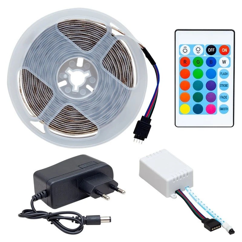 RGB Şerit Led Silikonsuz Animasyonlu 5 Metre Led 